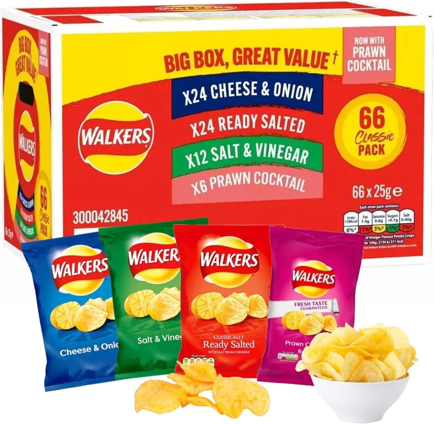 Walkers Crisps Variety Box of 66 x 25g