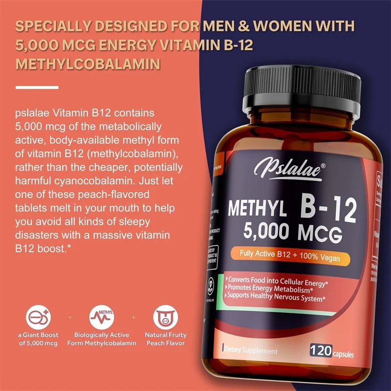 Vitamin B12 5000mcg Brain, Heart & Energy Support