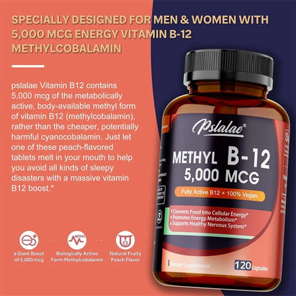 Vitamin B12 5000mcg Brain, Heart & Energy Support