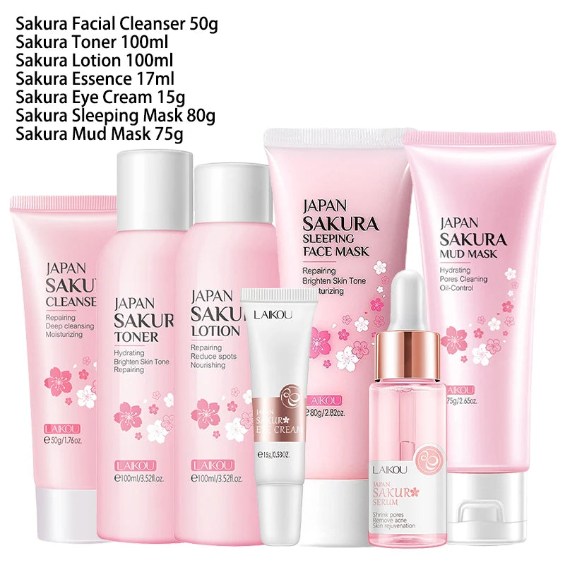 Sakura 9-in-1 Skincare Set Cleanser & Cream Kit