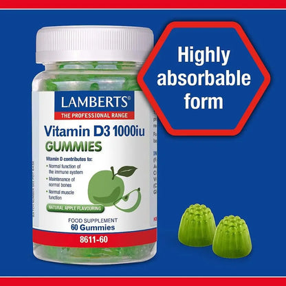 Vitamin D3 Gummies 1000IU – 60 Ct