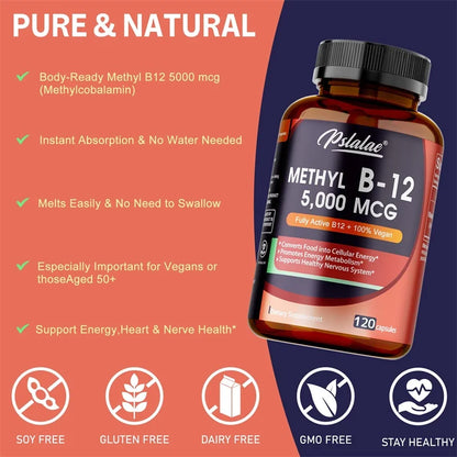 Vitamin B12 5000mcg Brain, Heart & Energy Support