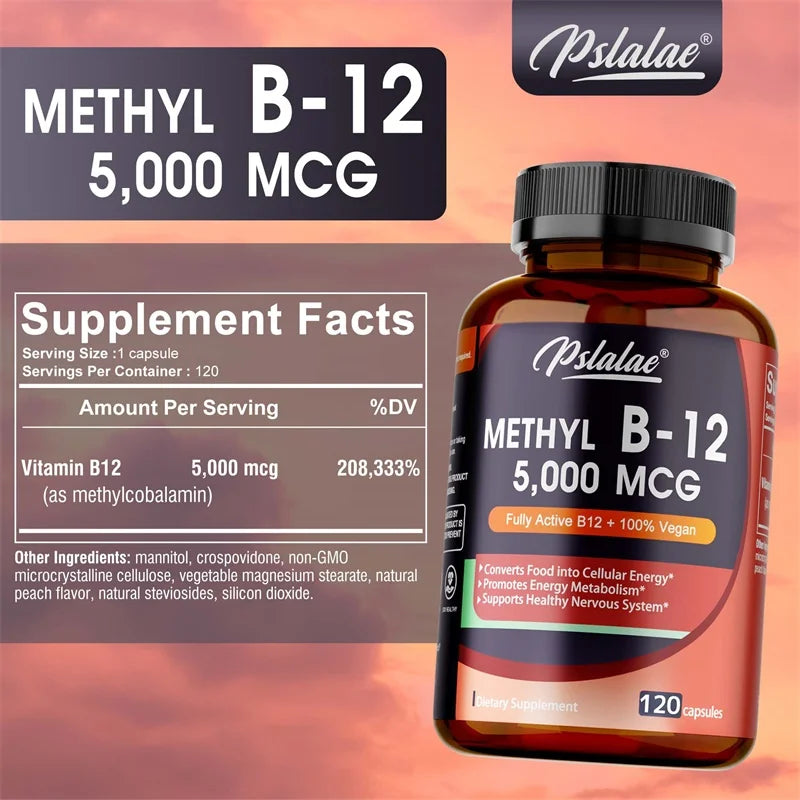 Vitamin B12 5000mcg Brain, Heart & Energy Support